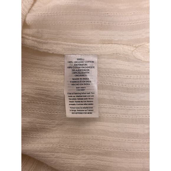 Faherty Top Medium Womens Ivory Organic Cotton Woven Gauze Popover Blouse Shirt - Picture 8 of 9